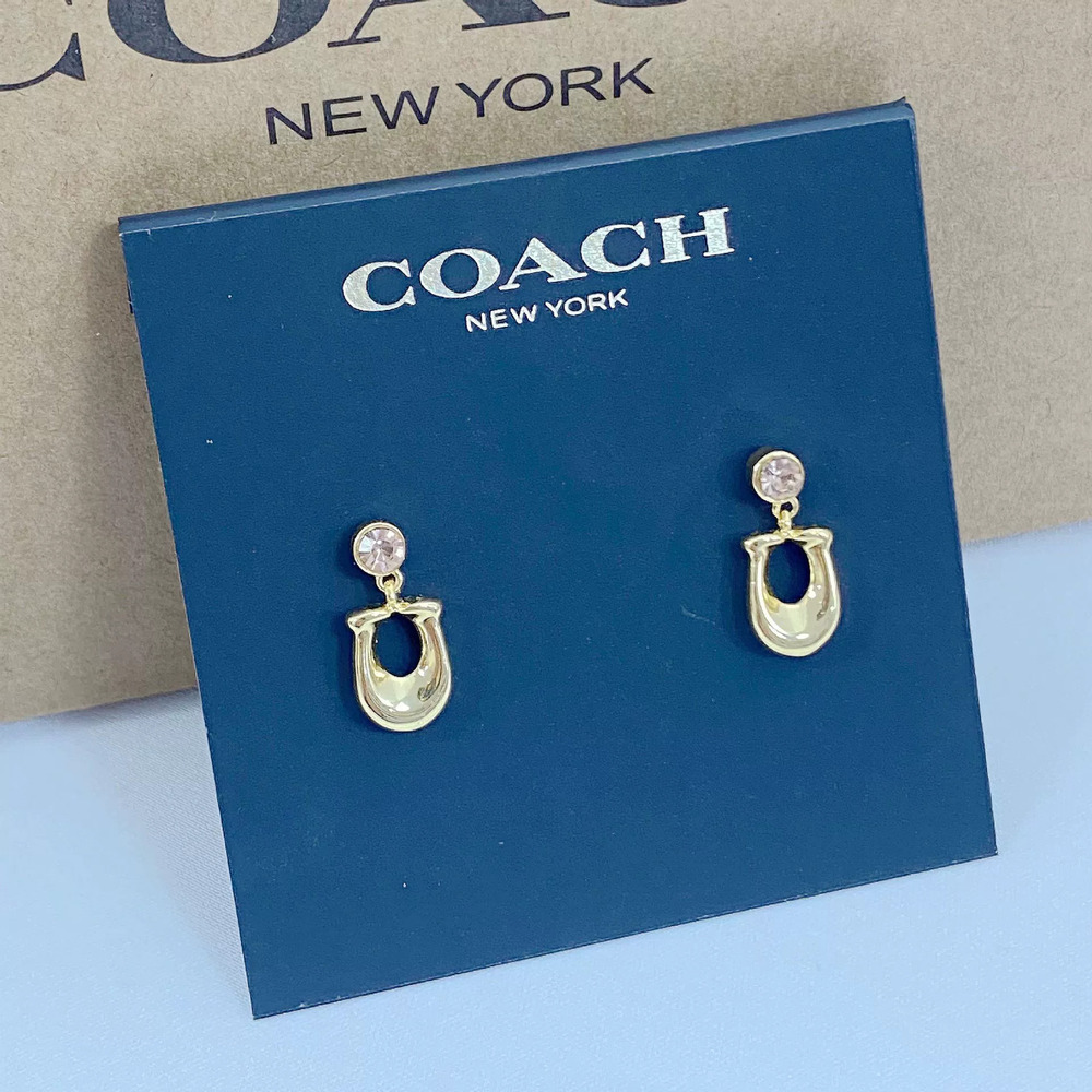 Coach Enamel Inlay Letter Candy Color Earrings